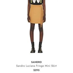 Sandro size 2 camel fringe Luciana skirt
